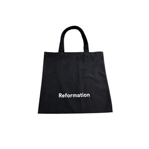 Reformation Canvas Tote Bag Black White Logo Sustainable Eco Friendly Shopper